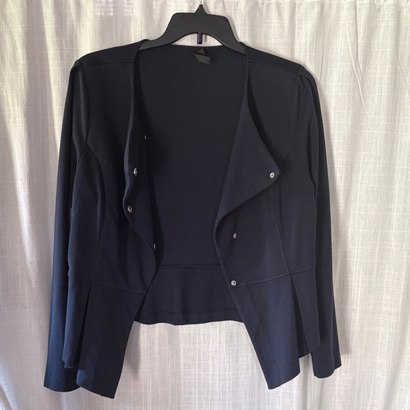 Classic Navy Peplum Women's Blazer - Picture 2 of 7